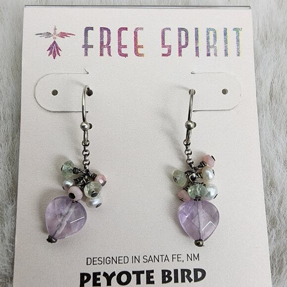 NEW Peyote Bird Free Spirit Purple and Silver Dangle Hook Earrings - Picture 7 of 8